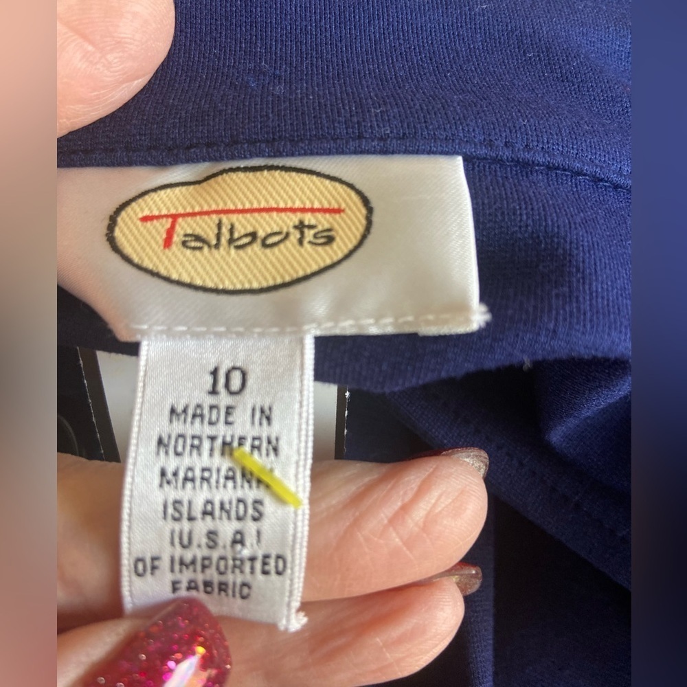 Talbots~Navy Blue~Mid-Weight~Ponte Knit~Button Down~Midi Dress~Pockets~Size 10 - Picture 2 of 16